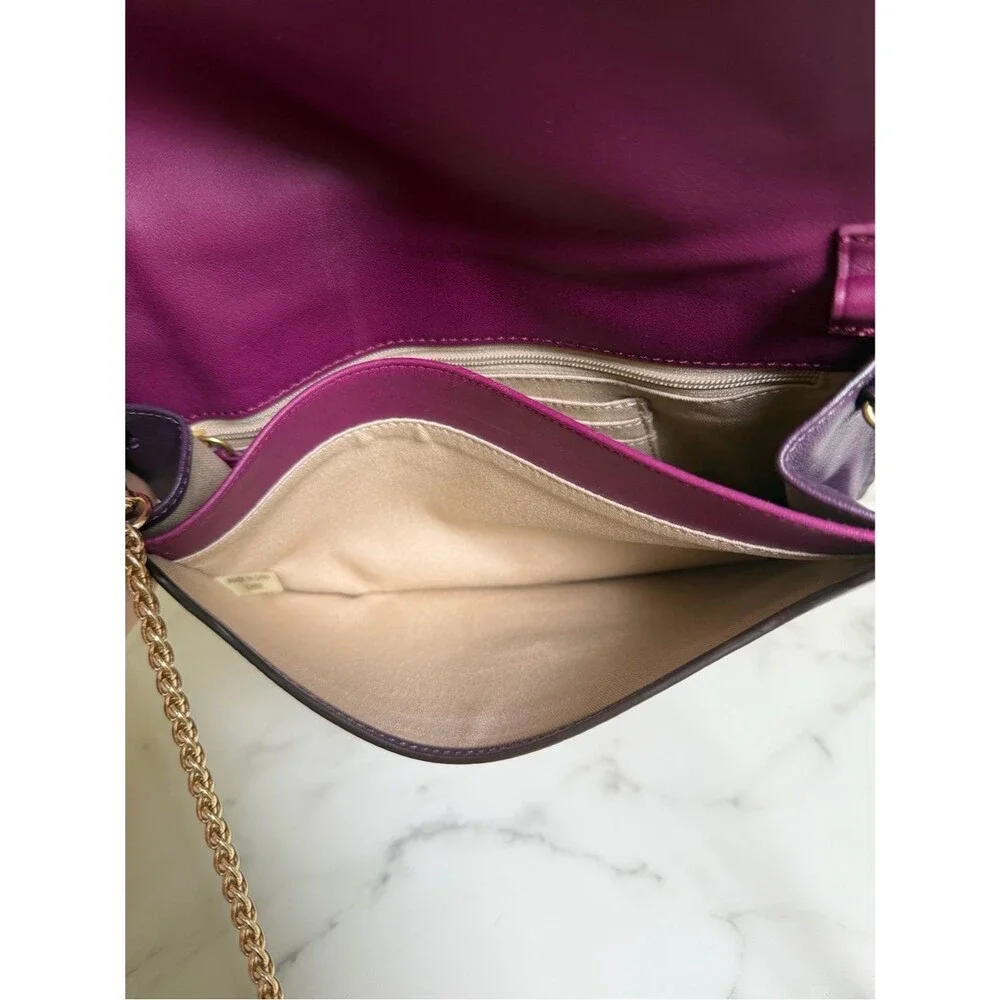 COACH LEGACY LEATHER SLIM CLUTCH BRASS BLACK VIOLET PURPLE F50509 Crossbody Bag